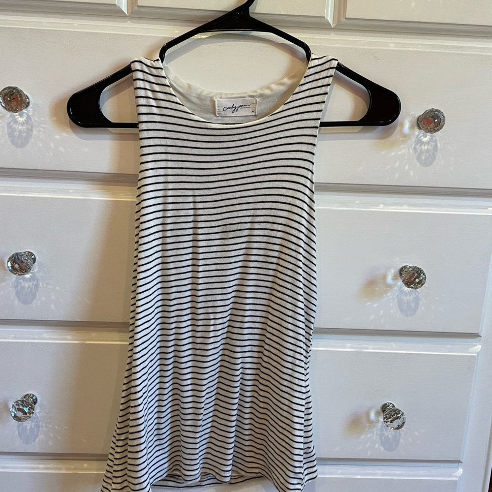 Carly Jean Los Angeles White/black striped tank top - m (fitted)